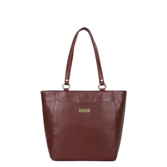 Brown Tote Bag for Women – Genuine Leather Shoulder Handbag, Top Handle Satchel - Picture 1 of 10